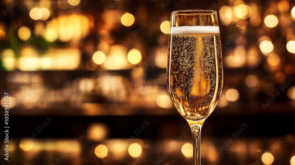 Poster sparkling drink in a bar with soft focus background