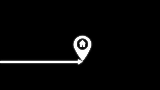 white color location icon animation. GPS location signal point and location animated and location icon ,on the black background.