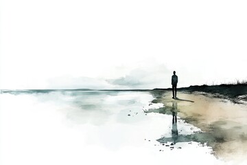 A person standing by the sea, great for travel or coastal-themed projects