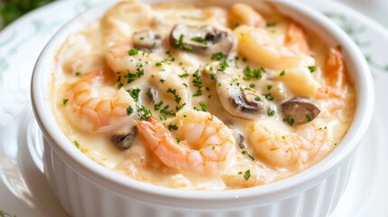Creamy Shrimp and Mushroom Casserole Dish