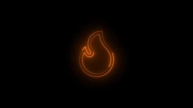 Neon calories icon glowing black background animation