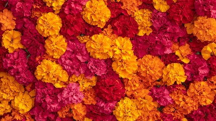 Obraz premium Vibrant marigold flowers in full bloom.