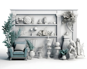 interior design concept home modern architecture furniture object idea generative Ai.