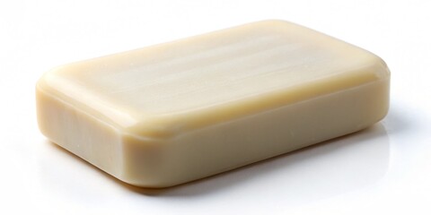 A bar of soap placed on a white background