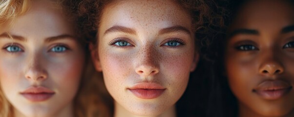 Fototapeta premium Diverse Group of Beautiful Women with Natural Beauty and Glowing Skin: A diverse group of beautiful women with natural beauty and glowing skin, representing the power of diversity and, Generative AI