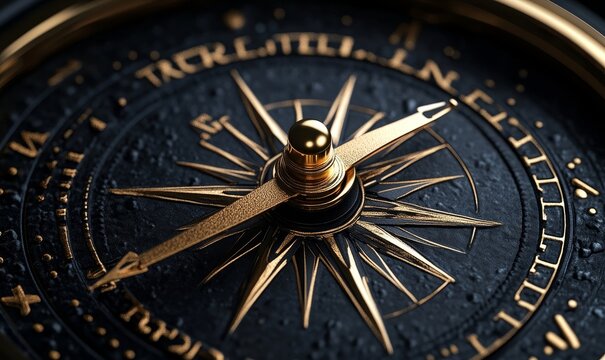 Conceptual compass with golden needle pointing to the word TRUTH symbolizing the pursuit of truth and integrity in direction and guidance, Generative AI