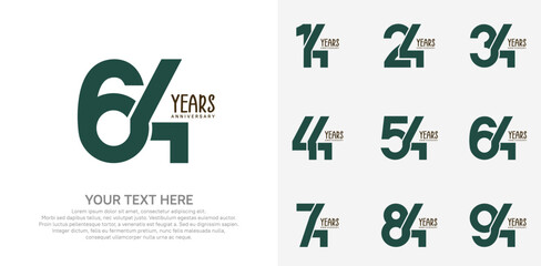 Anniversary logo set vector design, green color for celebration event