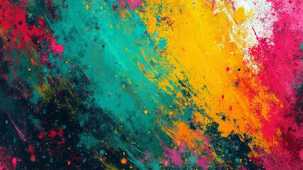 Fototapeta premium Colorful spray fluo paint digital art background, 16:9 widescreen, 300 dpi, with free space for text