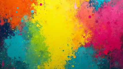 Fototapeta premium Colorful spray fluo paint digital art background, 16:9 widescreen, 300 dpi, with free space for text