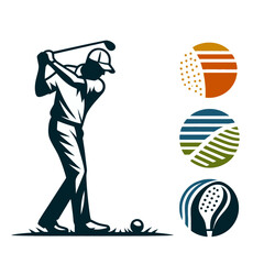 minimalistic golf player isolated vector illustration emblem 