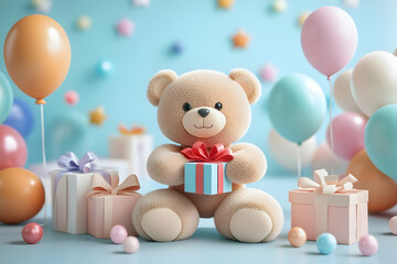 teddy bear with gift box