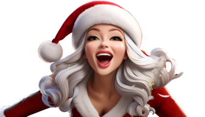 Cartoon Santa Claus singing on white background /PNG