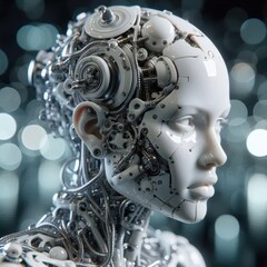 Fototapeta premium ai generated 3d illustration of a beautiful woman like a mannequin human robot in a classic and modern fashion style