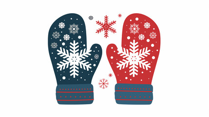 Fototapeta premium Winter Mittens With Snowflake Pattern Design