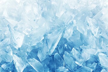 Obraz premium Ice crystal pattern with sharp faceted edges in cool blue tones. Reflective angular shapes forming triangular pattern perfect for backgrounds, winter themes or science designs.