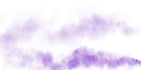 Fantastic purple smoke. Magic smoke. Smog cloud on podium or stage. Fog vapor over ground or water surface, magic haze. PNG.
