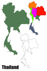 Obraz premium map of Thailand with three model options