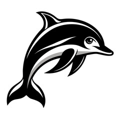 Dolphin vector illustration black silhouette with transparent background