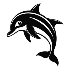Dolphin vector illustration black silhouette with transparent background