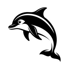 Dolphin vector illustration black silhouette with transparent background
