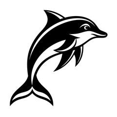 Dolphin vector illustration black silhouette with transparent background