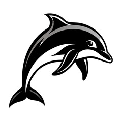 Dolphin vector illustration black silhouette with transparent background