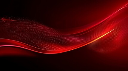 Abstract Red Digital Wave with Flowing Particles on a Dark Background, Technology or Music Concept
