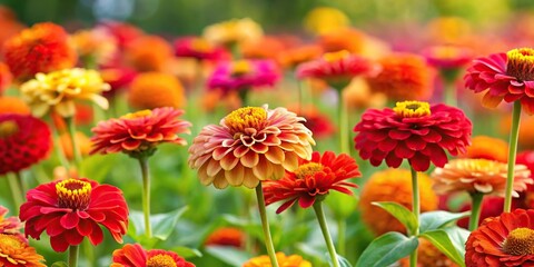 vibrant wallpaper of common zinnia red and yellow flowers