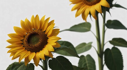 sunflower on white background