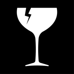 Fragile icon. Broken wine glass as symbol of fragile cargo. Vector Illustration