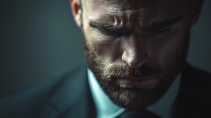 Obraz premium Introspection and emotion a portrait of vulnerability in a business setting