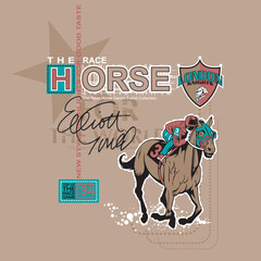 Fototapeta premium horse racing performance sports ,typography vector illustration