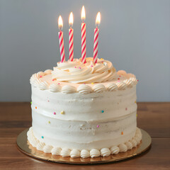 Un pequeño y hermoso pastel de cumpleaños con mucha crema batida