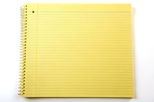 Yellow legal ruled notebook pad paper with wide-angle perspective