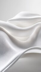 Flowing and Rippled Pure White Silk or Satin Fabric, Creating Sensuous and Elegant Waves of Texture