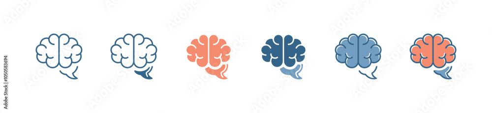 Poster simple brain icon set human mind memory brain organ vector business thinking idea symbol illustratio