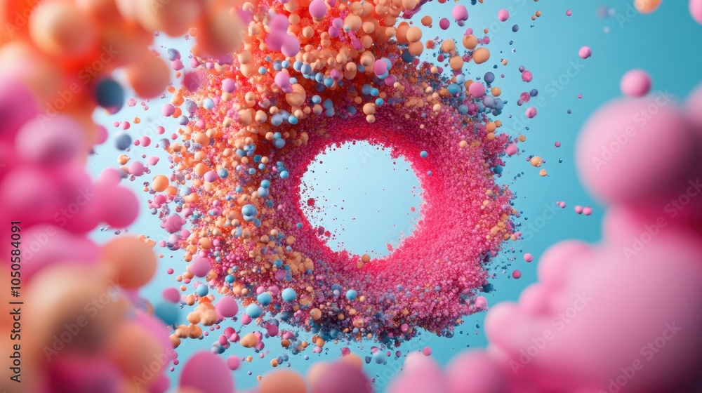 Poster a swirling vortex of vibrant particles, distorting and refracting light into an abstract kaleidoscop