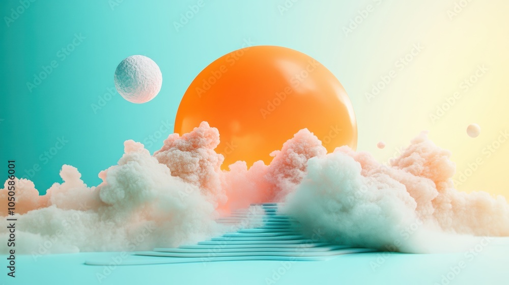 Poster a surreal landscape, where everything vibrates at a constant frequency, creating a pulsating visual 