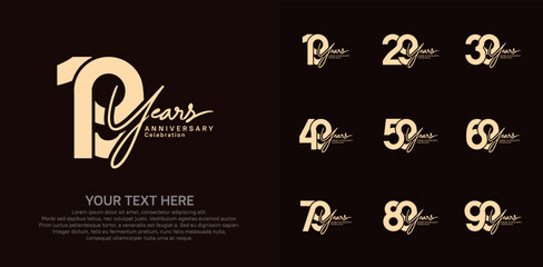 Anniversary logo set vector design, brown color for celebration event