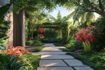 Obraz premium A beautiful garden filled with various plants and flowers