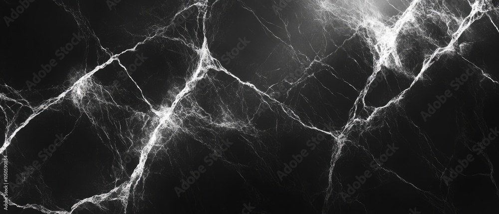 Poster a textured black and white background resembling marble with intricate light patterns.