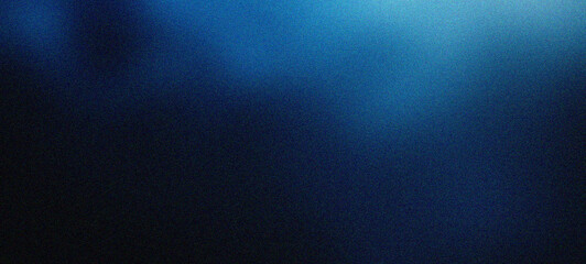 Dark blue vibrant to light blue grainy background, noisy texture colorful web banner backdrop design	