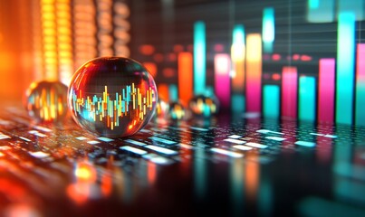 3D Rendering of Growing Financial Chart with Candlestick Diagram on Digital Forex Market Screen, Highlighting Investment and Stock Market Trends, Generative AI
