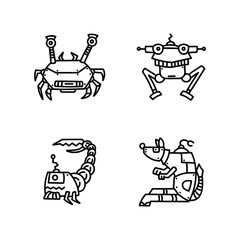 illustration of a set of robot icons for design