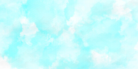 Abstract wall and grunge watercolor soft colorful blue sky, cloud aquarelle surface beautiful landscape wall canvas view cloudy light summer texture wallpaper design.	
