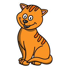 Gatto arancione che ride. Disegno simpatico stile fumetto vettoriale editabile