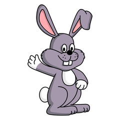 Obraz premium Coniglio coniglietto viola che ride. Disegno simpatico stile fumetto vettoriale editabile