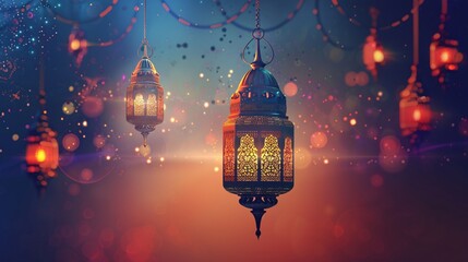 Lantern ramadan islamic eid mubarak background