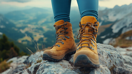 Travel Banner with Mountain View and Copy Space - Hiking Adventure Landscape