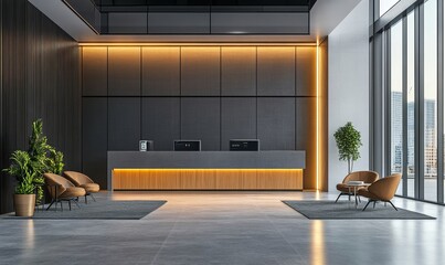 Modern office entrance with a biometric security access control system on the wall, ensuring restricted and safe entry, Generative AI